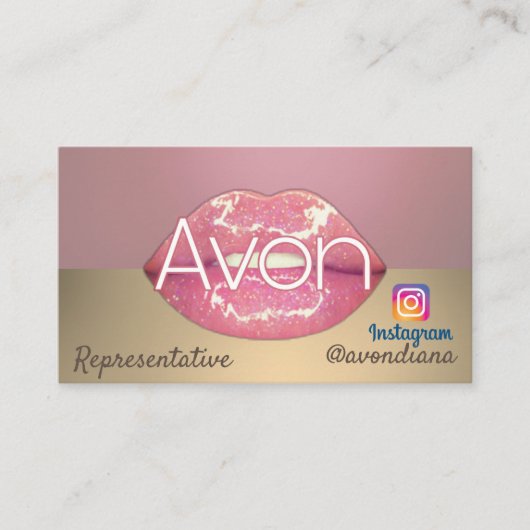 Avon Instagramのロゴピンクと金ゴールド美 名刺 (正面)