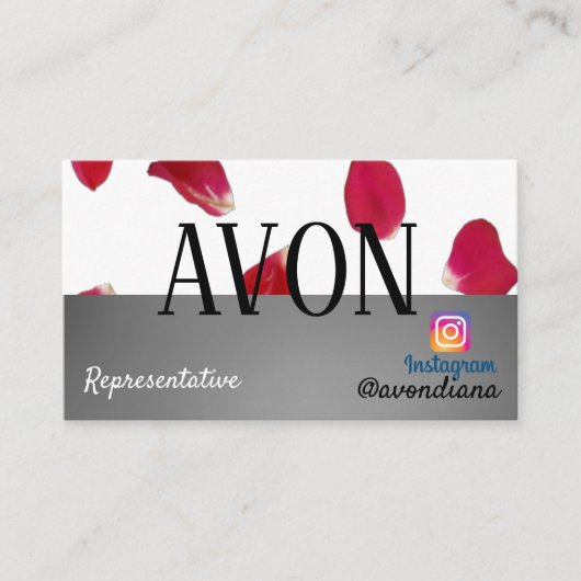 Avon Instagramロゴの銀色美バラ 名刺 (正面)