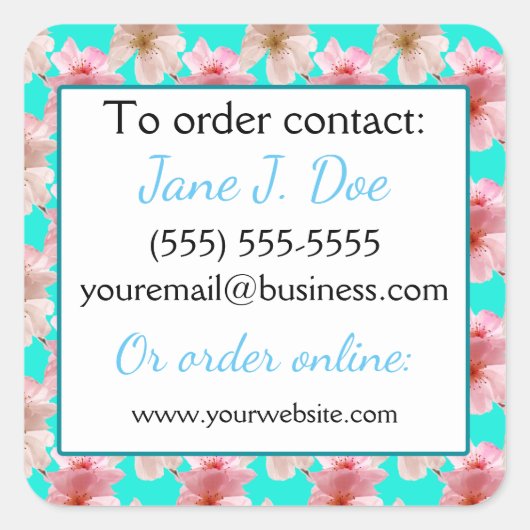 Avon Sales Brochureスタンプ、ブルーフローラ スクエアシール (正面)