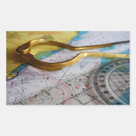 Avonturen beleven en bestemming zoeken op kompas. 長方形シール