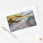 Avonturen beleven en bestemming zoeken op kompas. 長方形シール (封筒)