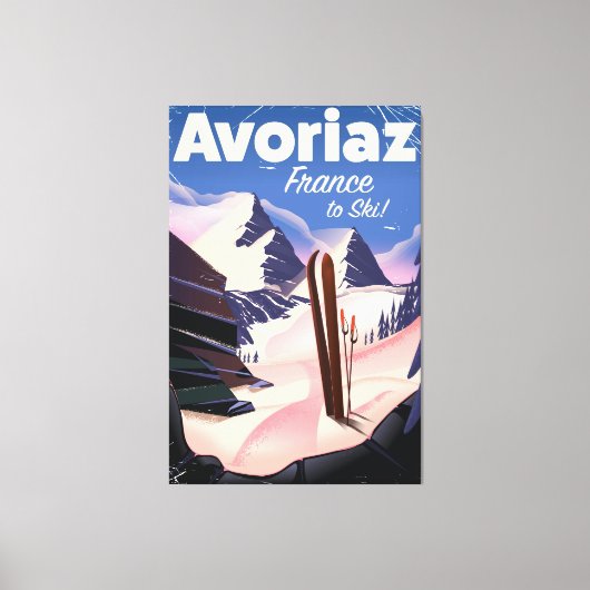 Avoriaz、スキフランスのー旅行ポスター キャンバスプリント (正面)