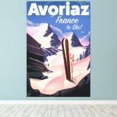 Avoriaz、スキフランスのー旅行ポスター キャンバスプリント (インサイチュ (ウッドフロア))