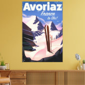 Avoriaz、スキフランスのー旅行ポスター キャンバスプリント (インサイチュ (リビング))