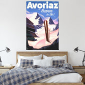 Avoriaz、スキフランスのー旅行ポスター キャンバスプリント (インサイチュ (寝室))
