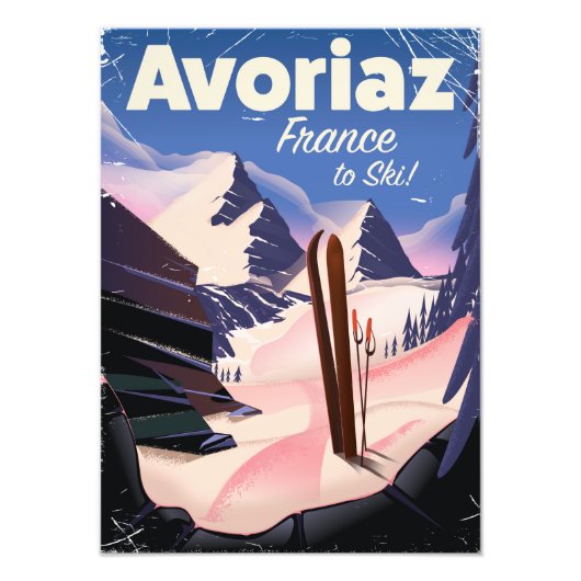 Avoriaz、スキフランスのー旅行ポスター フォトプリント (正面)