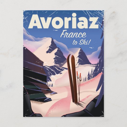 Avoriaz、スキフランスのー旅行ポスター ポストカード (正面)
