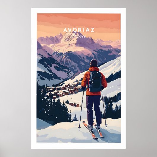Avoriaz French Ski Poster Skiing Wall Art 1 ポスター (正面)