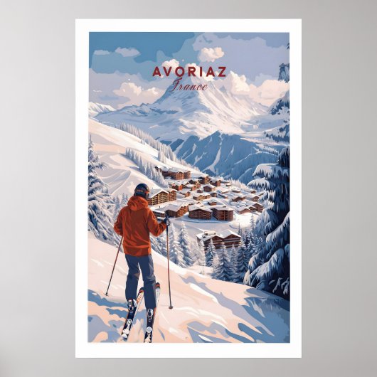 Avoriaz Portes du Soleil Slopes Ski Print French ポスター (正面)