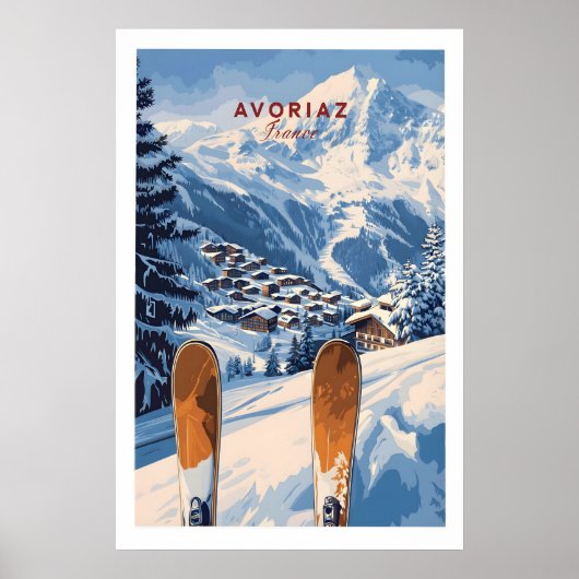 Avoriaz Ski Resort Print French Alps Winter Wall ポスター (正面)