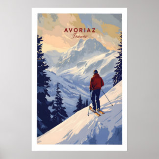 Avoriaz Skiing Print French Alps Winter 1 ポスター