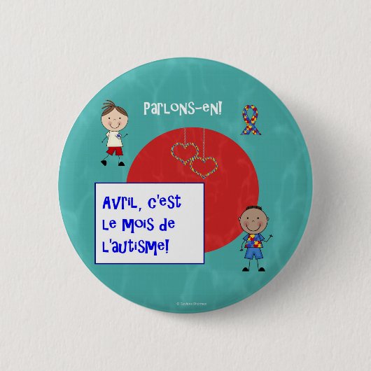 Avril c'est le mois deのl'autismeのrondのmacaron 缶バッジ (正面)