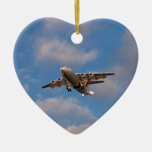 Avro RJ85ジェット機の着陸 セラミックオーナメント (正面)