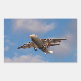 Avro RJ85ジェット機の着陸 長方形シール