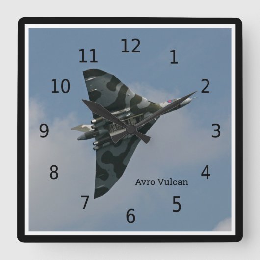 Avro Vulcan Delta Wing Bomber、パーソナル化可能 スクエア壁時計 (正面)