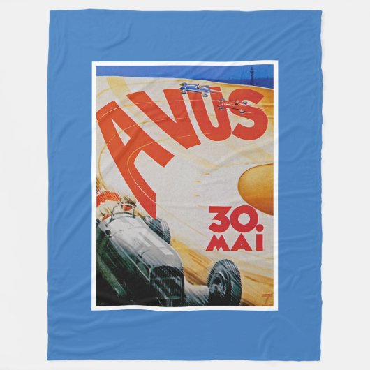 Avus自動車レーシングポスター フリースブランケット (正面)