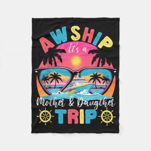 Aw船その母親の&amp；娘の旅行レトロSumme フリースブランケット (正面)