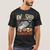 Aw船ハロウィーントリップハッピーハローウィン 不気味 tシャツ (正面)