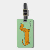 AW-おもしろいなダックスフントの荷物のラベル ラゲッジタグ (正面縦)