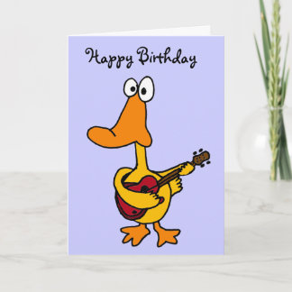 AW-おもしろい Duck with Guitar誕生日 カード