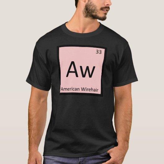 Aw - アメリカン・ワイヤーヘア猫 化学元素 tシャツ (正面)
