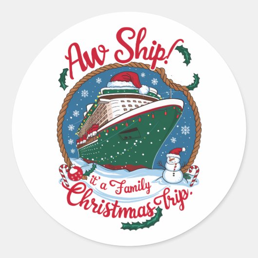Aw Ship It's A Family Christmasクルーズ旅行 ラウンドシール (正面)