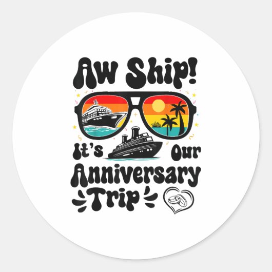 Aw Ship Its Our Anniversary Tripカップル結婚ズC ラウンドシール (正面)