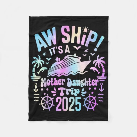 Aw Ship Its Our Mother Daughter Trip 2025 Matching フリースブランケット (正面)