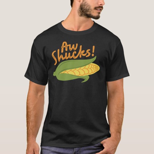 Aw ShucksコーンおもしろいグラフィックエッセンシャルTシャツ Tシャツ (正面)