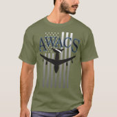 AWACSの歩哨および米国の旗 Tシャツ (正面)