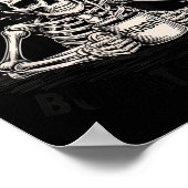 Awake But At What Cost Funny Skeleton Coffee Monda ポスター (角)