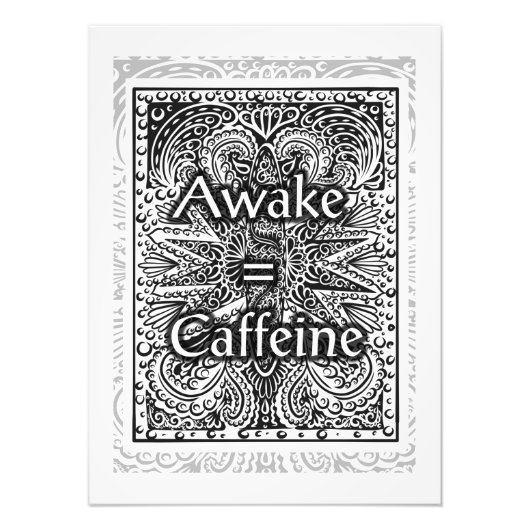Awake=Caffeine – 文前向き書引用文 フォトプリント (正面)