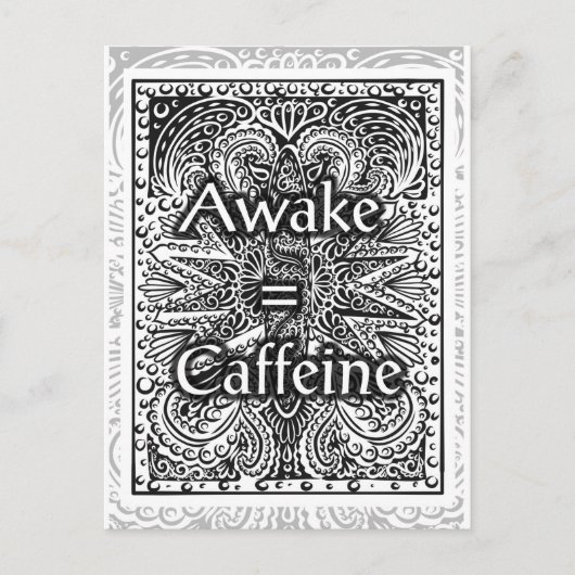 Awake=Caffeine – 文前向き書引用文 ポストカード (正面)