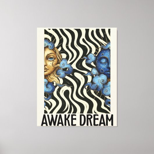 Awake Dream (Sun&Moon) Stretched Canvas Print キャンバスプリント (正面)
