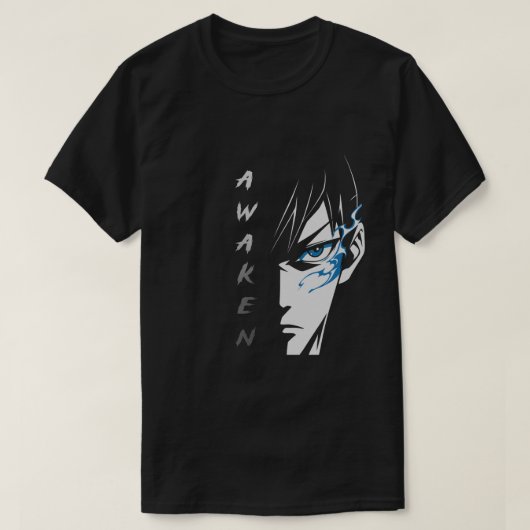 AWAKEN – ハーフ顔アニメTシャツ Tシャツ (デザイン正面)