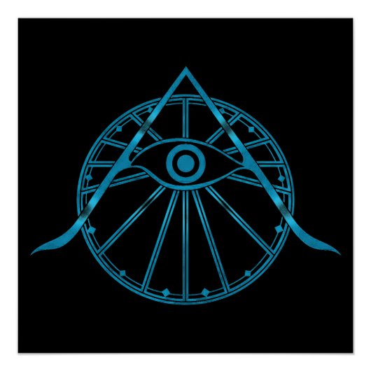 "Awaken" All-Seeing Eye & Sacred Geometry Symbol ポスター (正面)