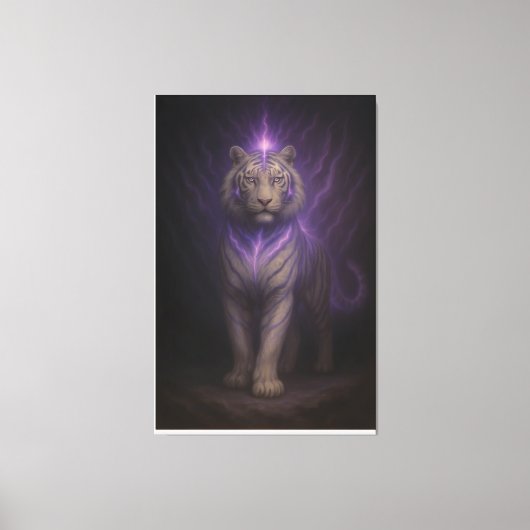 Awakening Violet Aura White Tiger – Mystic Energy  キャンバスプリント (正面)