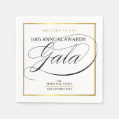 AWARDS GALA DINNERビジネスモダン金ゴールドブラック スタンダードカクテルナプキン (正面)