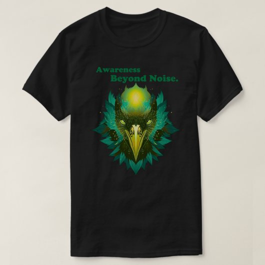 Awareness Beyond Noise Abstract Cosmic Raven Tシャツ (デザイン正面)