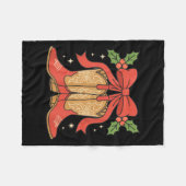 Awareness Cowboy Boots Christmas Breast Cancer Sup フリースブランケット (正面(横))