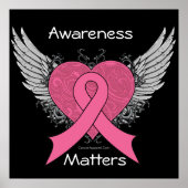 Awareness Matters Grunge Heart - Breast Cancer ポスター (正面)