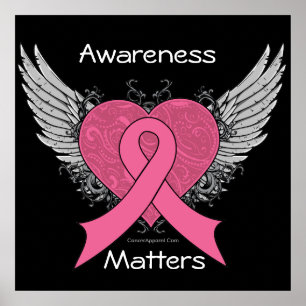 Awareness Matters Grunge Heart - Breast Cancer ポスター