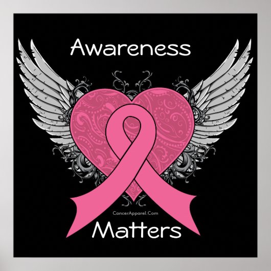 Awareness Matters Grunge Heart - Breast Cancer ポスター (正面)