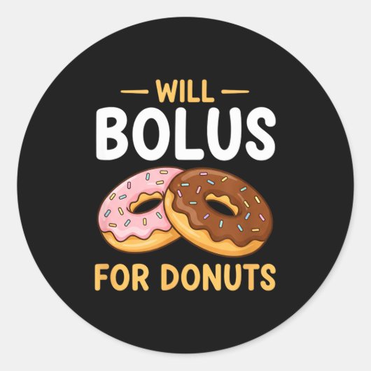 Awareness Will Bolus For Donuts, Diabetes (t1d) Bo ラウンドシール (正面)