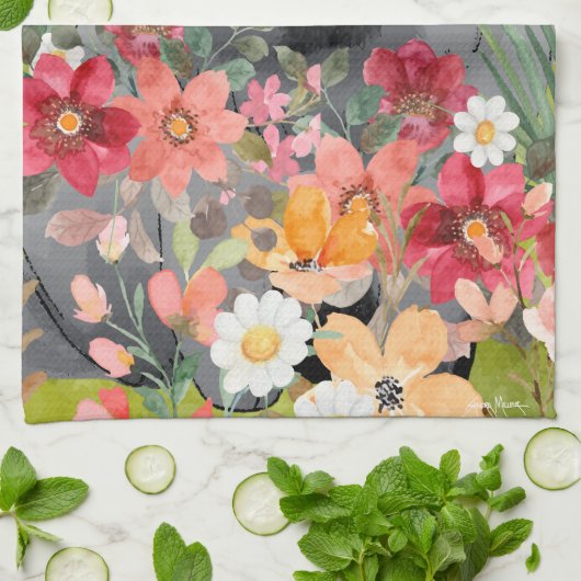 AWASH IN LIGHT BLACK - Blue Chow Dog キッチンタオル (折り畳み)