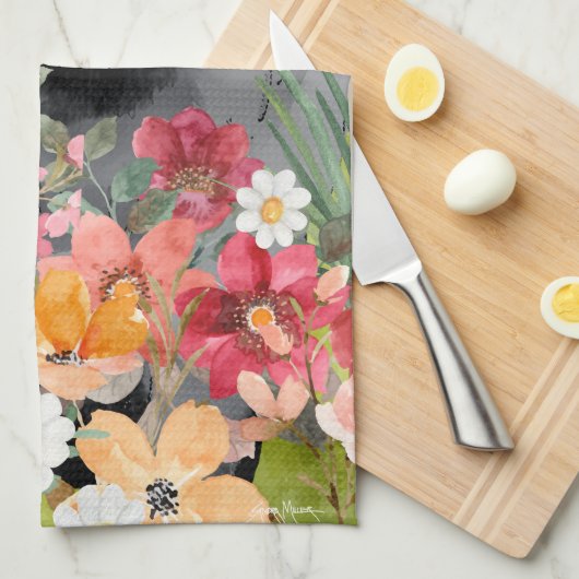 AWASH IN LIGHT BLACK - Blue Chow Dog キッチンタオル (四つ折り)