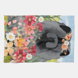 AWASH IN LIGHT BLACK - Blue Chow Dog キッチンタオル