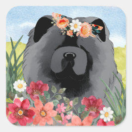 AWASH IN LIGHT BLACK - Blue Chow Dog スクエアシール