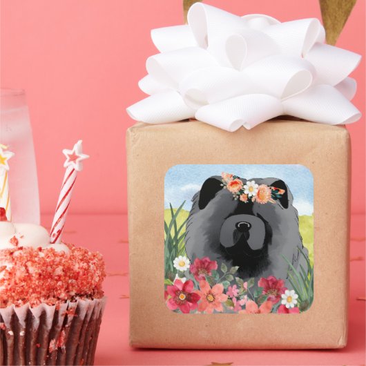 AWASH IN LIGHT BLACK - Blue Chow Dog スクエアシール (パーティー)