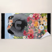 AWASH IN LIGHT BLACK - Blue Chow Dog ビーチタオル (正面)